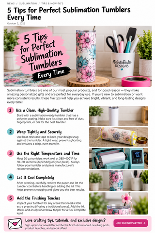 5 Tips for Perfect Sublimation Tumblers Every Time: illustrated guide from MidniteRodeo Designs