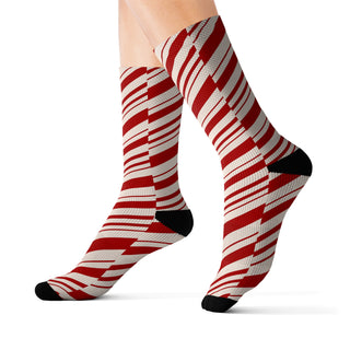 Peppermint Candy Striped Holiday Socks