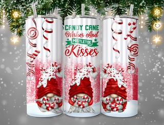 Candy Cane Wishes and Mistletoe Kisses Gnomes Tumbler