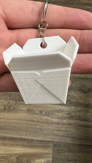 Chinese Food Take Out Box Keychain (3D Print - white - up to 50mm)