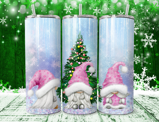 Cute Pink Gnomes with Xmas Tree