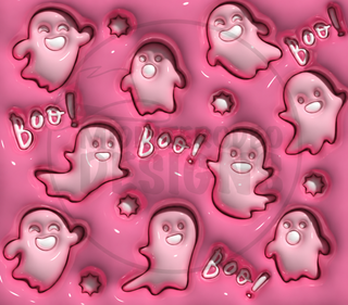 Pink ghosts with Boo — watermarked full artwork
