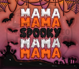 Spooky Mama repeated lettering on graveyard — watermarked full artwork