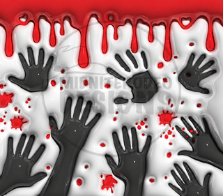 Bloody handprints on white — watermarked full artwork