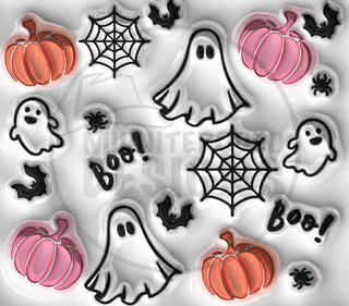 Ghosts, pink pumpkins and webs — watermarked full artwork