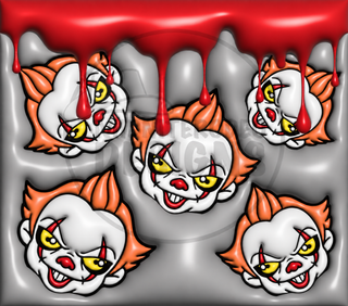 Sinister Clown faces with blood drips — watermarked full artwork