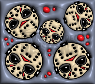 Hockey-Masked Character mask pattern on blue-gray — watermarked full artwork