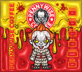 Sinister Clown coffee parody on yellow — watermarked full artwork