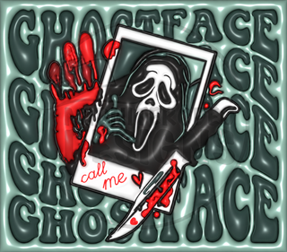 Screaming-Mask Character Call Me on teal-green — watermarked full artwork