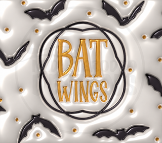 Bat Wings: black bats and gold lettering — watermarked artwork