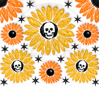 Sunflowers with skull centers — watermarked artwork